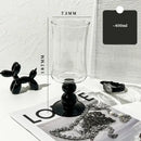 Nordic black glass beaded stem goblet kitchen drinking cup by Decorbites