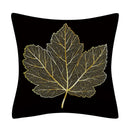 Nordic black & gold golden leaves pillow cases living room decor by Decorbites