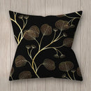 Nordic black & gold golden leaves pillow cases living room decor by Decorbites