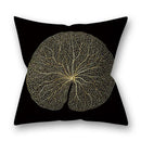 Nordic black & gold golden leaves pillow cases living room decor by Decorbites