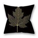 Nordic black & gold golden leaves pillow cases living room decor by Decorbites