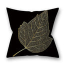 Nordic black & gold golden leaves pillow cases living room decor by Decorbites