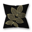 Nordic black & gold golden leaves pillow cases living room decor by Decorbites