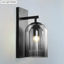 GobekUsa Nordic Cloche Wall Lamp Glass 1 Head Bedroom Sconce Light in Black