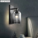 GobekUsa Nordic Cloche Wall Lamp Glass 1 Head Bedroom Sconce Light in Black