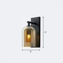 GobekUsa Nordic Cloche Wall Lamp Glass 1 Head Bedroom Sconce Light in Black