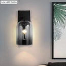 GobekUsa Nordic Cloche Wall Lamp Glass 1 Head Bedroom Sconce Light in Black