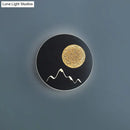 GobekUsa Nordic Minimalist LED Flush Mount Wall Light Sconce - Mini Round/Square Design in Black/White/Grey with Full Moon-Mountain Pattern