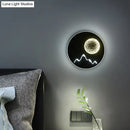 GobekUsa Nordic Minimalist LED Flush Mount Wall Light Sconce - Mini Round/Square Design in Black/White/Grey with Full Moon-Mountain Pattern