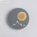 GobekUsa Nordic Minimalist LED Flush Mount Wall Light Sconce - Mini Round/Square Design in Black/White/Grey with Full Moon-Mountain Pattern