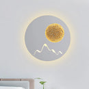 GobekUsa Nordic Minimalist LED Flush Mount Wall Light Sconce - Mini Round/Square Design in Black/White/Grey with Full Moon-Mountain Pattern