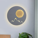 GobekUsa Nordic Minimalist LED Flush Mount Wall Light Sconce - Mini Round/Square Design in Black/White/Grey with Full Moon-Mountain Pattern