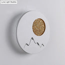 GobekUsa Nordic Minimalist LED Flush Mount Wall Light Sconce - Mini Round/Square Design in Black/White/Grey with Full Moon-Mountain Pattern