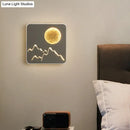 GobekUsa Nordic Minimalist LED Flush Mount Wall Light Sconce - Mini Round/Square Design in Black/White/Grey with Full Moon-Mountain Pattern