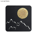 GobekUsa Nordic Minimalist LED Flush Mount Wall Light Sconce - Mini Round/Square Design in Black/White/Grey with Full Moon-Mountain Pattern