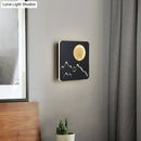 GobekUsa Nordic Minimalist LED Flush Mount Wall Light Sconce - Mini Round/Square Design in Black/White/Grey with Full Moon-Mountain Pattern