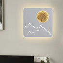 GobekUsa Nordic Minimalist LED Flush Mount Wall Light Sconce - Mini Round/Square Design in Black/White/Grey with Full Moon-Mountain Pattern