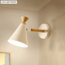 GobekUsa Nordic Style Metal Cone Shade Wall Light: 1-Light Rotatable Bedside Reading Lamp in Blue, Green, Grey, or White