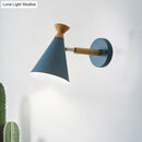 GobekUsa Nordic Style Metal Cone Shade Wall Light: 1-Light Rotatable Bedside Reading Lamp in Blue, Green, Grey, or White