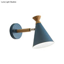 GobekUsa Nordic Style Metal Cone Shade Wall Light: 1-Light Rotatable Bedside Reading Lamp in Blue, Green, Grey, or White