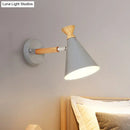GobekUsa Nordic Style Metal Cone Shade Wall Light: 1-Light Rotatable Bedside Reading Lamp in Blue, Green, Grey, or White
