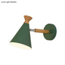 GobekUsa Nordic Style Metal Cone Shade Wall Light: 1-Light Rotatable Bedside Reading Lamp in Blue, Green, Grey, or White