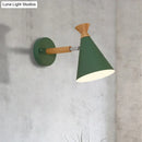 GobekUsa Nordic Style Metal Cone Shade Wall Light: 1-Light Rotatable Bedside Reading Lamp in Blue, Green, Grey, or White