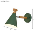 GobekUsa Nordic Style Metal Cone Shade Wall Light: 1-Light Rotatable Bedside Reading Lamp in Blue, Green, Grey, or White