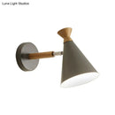 GobekUsa Nordic Style Metal Cone Shade Wall Light: 1-Light Rotatable Bedside Reading Lamp in Blue, Green, Grey, or White