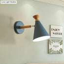 GobekUsa Nordic Style Metal Cone Shade Wall Light: 1-Light Rotatable Bedside Reading Lamp in Blue, Green, Grey, or White