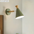 GobekUsa Nordic Style Metal Cone Shade Wall Light: 1-Light Rotatable Bedside Reading Lamp in Blue, Green, Grey, or White