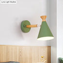 GobekUsa Nordic Style Metal Cone Shade Wall Light: 1-Light Rotatable Bedside Reading Lamp in Blue, Green, Grey, or White
