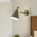 GobekUsa Nordic Style Metal Cone Shade Wall Light: 1-Light Rotatable Bedside Reading Lamp in Blue, Green, Grey, or White