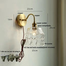 GobekUsa Crystal Glass LED Wall Light with Pull Chain Switch, Nordic Modern Design