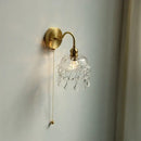 GobekUsa Crystal Glass LED Wall Light with Pull Chain Switch, Nordic Modern Design