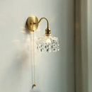 GobekUsa Crystal Glass LED Wall Light with Pull Chain Switch, Nordic Modern Design