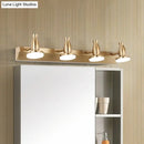 GobekUsa Nordic Brass Wall Lighting - 4 Head Bathroom Vanity Lamp with Round Metal Shade in Warm/White Light