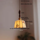 GobekUsa Brown Wood LED Pendant Light - Nordic Modern White Ceramic Hanging Lamp