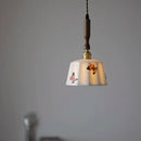 GobekUsa Brown Wood LED Pendant Light - Nordic Modern White Ceramic Hanging Lamp
