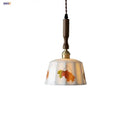 GobekUsa Brown Wood LED Pendant Light - Nordic Modern White Ceramic Hanging Lamp