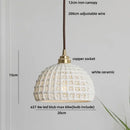 GobekUsa Brown Wood LED Pendant Light - Nordic Modern White Ceramic Hanging Lamp