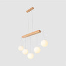 GobekUsa Nordic Bubble Shade Island Wooden Hanging Lamp - 3/4/5 Lights, Perfect for Restaurants