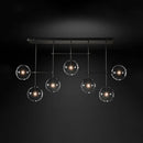 GobekUsa Nordic Clear Glass 7-Bulb Black/Gold Sphere Island Pendant Light for Living Room