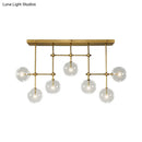 GobekUsa Nordic Clear Glass 7-Bulb Black/Gold Sphere Island Pendant Light for Living Room