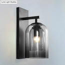 GobekUsa Nordic Cloche Wall Lamp Glass 1 Head Bedroom Sconce Light in Black