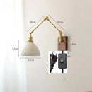 GobekUsa Copper Wall Lamp with Pull Chain Switch, Nordic Design, LED Bulb, Ceramic Lampshade