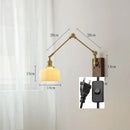 GobekUsa Copper Wall Lamp with Pull Chain Switch, Nordic Design, LED Bulb, Ceramic Lampshade