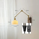 GobekUsa Copper Wall Lamp with Pull Chain Switch, Nordic Design, LED Bulb, Ceramic Lampshade
