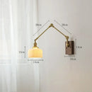 GobekUsa Copper Wall Lamp with Pull Chain Switch, Nordic Design, LED Bulb, Ceramic Lampshade
