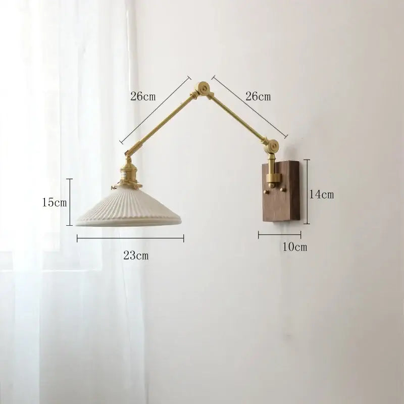 GobekUsa Copper Wall Lamp with Pull Chain Switch, Nordic Design, LED Bulb, Ceramic Lampshade, photo 15 of 23